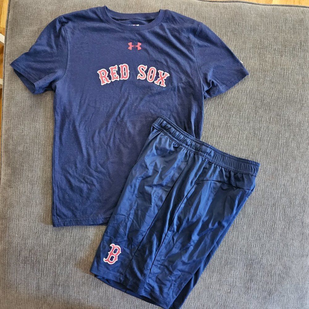 Under Armour Boston Heatgear Baseball Red Sox T-Shirt and Shorts 2 Piece Set